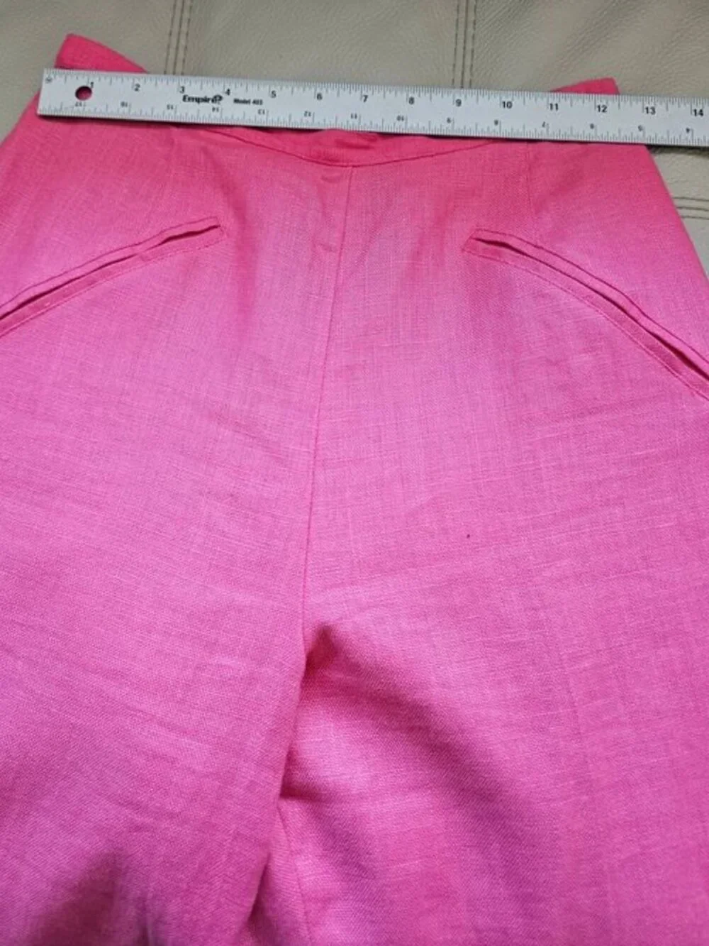 Finity Studio Pink Linen Pants with Back Zipper and Double Button